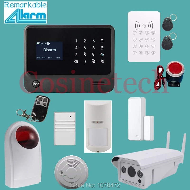 Original IOS Android APP,wifi gprs gsm Home security Alarm System with waterproof wifi IP camera