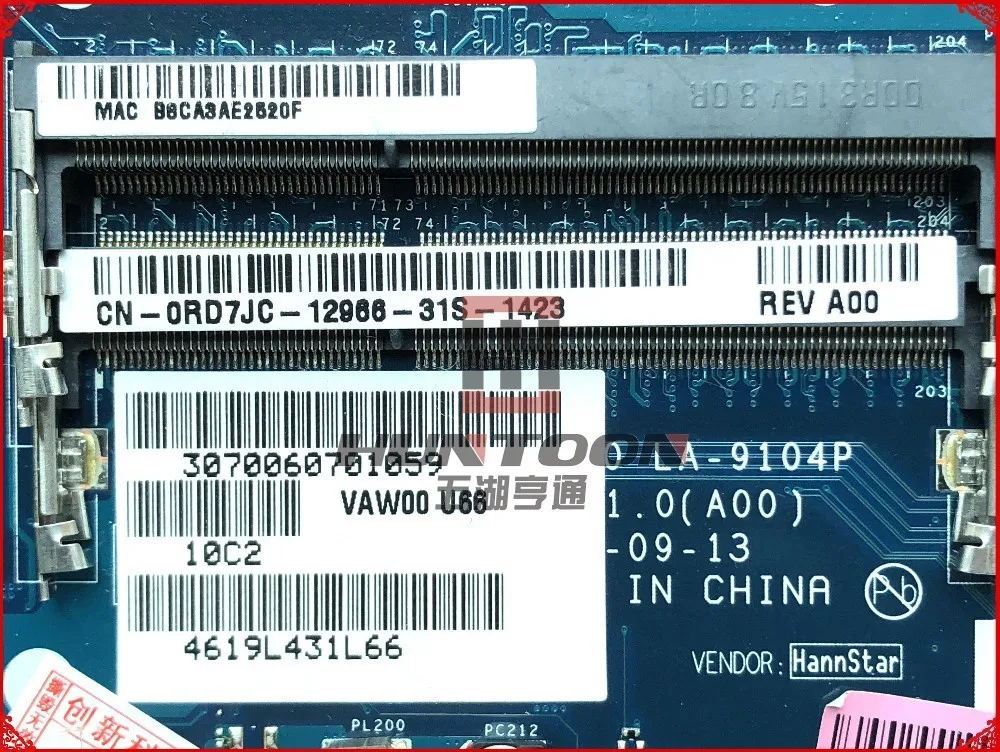 Оптовая продажа материнская плата для ноутбука Dell Inspiron 3521 5521 RD7JC VAW00 Φ DDR3L 100%
