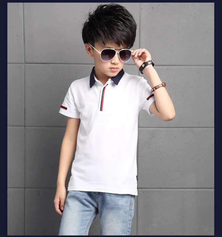 Fshion Child Big Boys Polo Shirt Kids Cotton Shirts Children Tops Clothing Short Sleeve Boys Tops 6 7 8 9 11 13 14 Years 2017 Summer Clothing (6)
