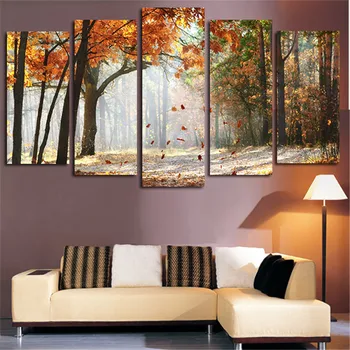 

2017 Wall Art Painting Print Canvas Tree Leaves Home Decoration Pictures Printed Wall Living Room No Frame 5pcs