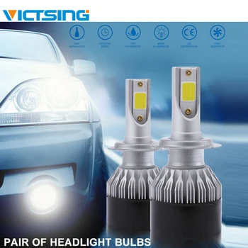 

VicTsing 2pcs H7 LED Headlight Bulbs Auto Car 6500K H7 White Light 60DOB Chips Head Light LED Headlights Replacement Parts