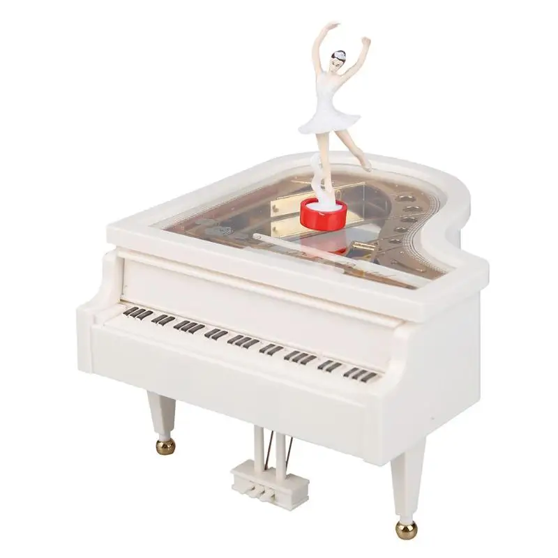 Classic Piano Model Dancing Ballerina Music Box Hand Crank Musical Boxes Birthday box Gift Home boite cadeau Decoration muziekdo - Цвет: Белый