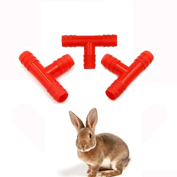 

50 pcs Red Bird Rabbit Drinking Waterer Pipe Tee Pipe Plastic Tee Diameter 1cm Chicken Waterer Fitting Quail Feeders