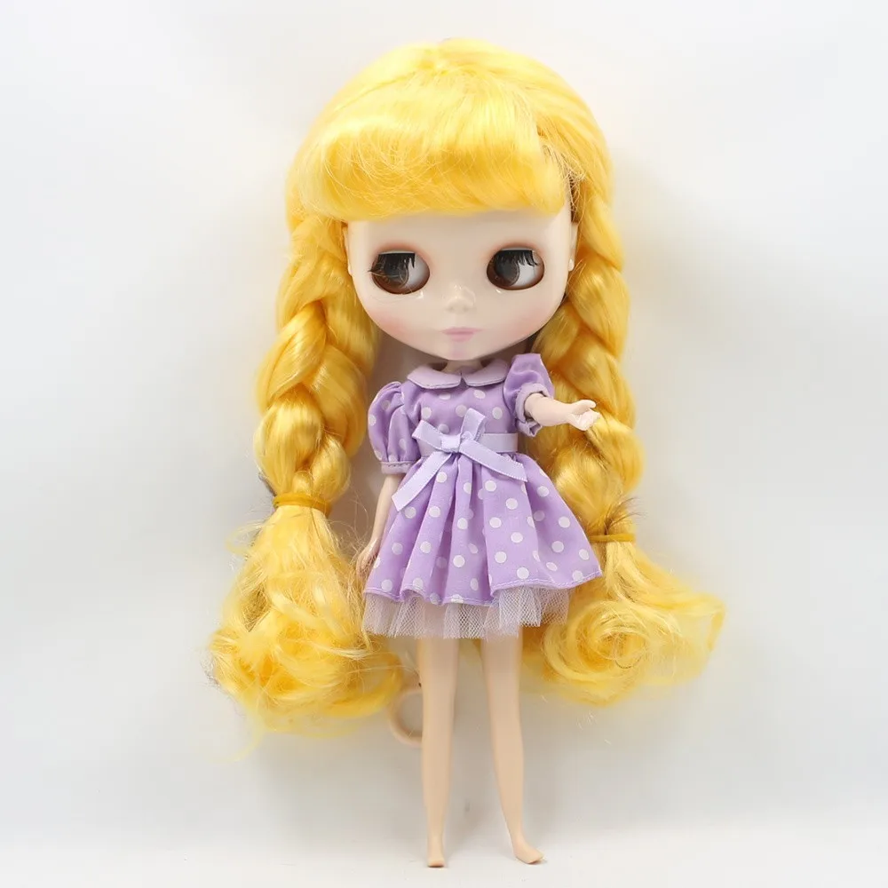 Factory Blyth Doll Nude Doll Yellow Long Wavy Hair With Bangs Make-Up Face 4 Colors For Eyes Suitable For DIY