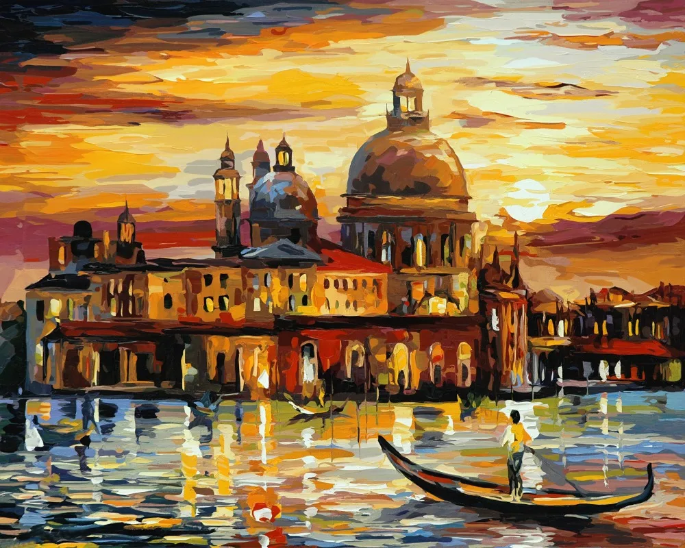 

Frameless painting by numbers diy picture oil painting on canvas for home decor abstract painting old cottage in sunset