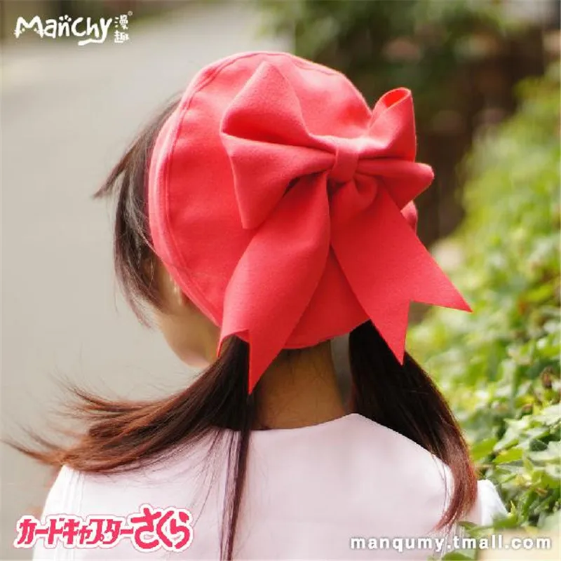 

Anime CARDCAPTOR SAKURA Cosplay Beret Lolita Women Cute Hat Bowknot COS Cap Christmas Cartoon Hats Gift for Women
