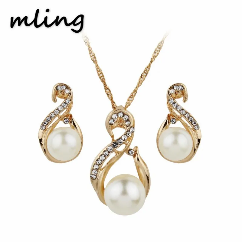 

Bridal Angel Wings Faux Pearls Necklace Studs Earrings Jewelry Set for Wedding for Women Gift!