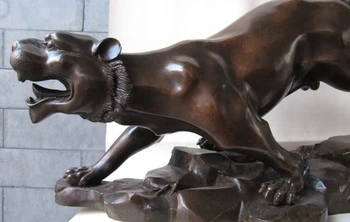 

Chinese Royal Superb Pure bronze Copper Ferocious Carved Uphill Tiger Statue