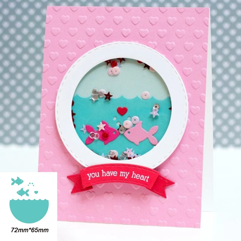 Love Fish Tank Scrapbooking DIY Metal Cutting Die Embossing Handicraft Template Card Album Making Stencil Handmade Decoration | Дом и сад