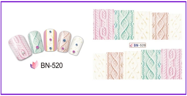 12 упак./лот переводка NAIL ART наклейки на ногти полное покрытие Ткань Текстиль шерстяной свитер рисунок на ткани BN517-528