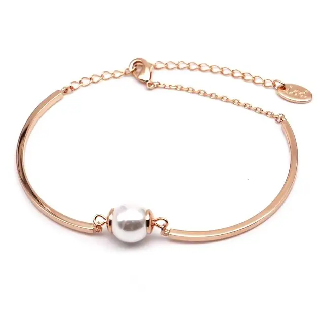 Simple Gold Color Simulated Pearl Bracelet Women Elegant Bracelets Simple Gold Color Simulated Pearl Bracelet Women Elegant Bracelets Bangles For Lady Female Gift