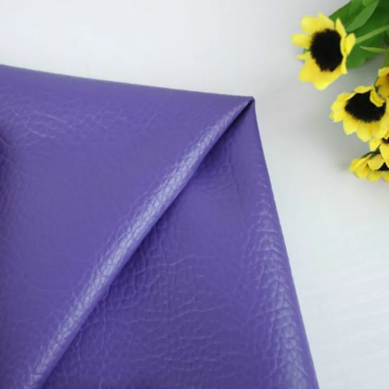 

Violet Pure Color Sewing Artificial Synthetic PU Leather Litchi Pattern Printed Synthetic Leather Fabric DIY Sewing Patchwork
