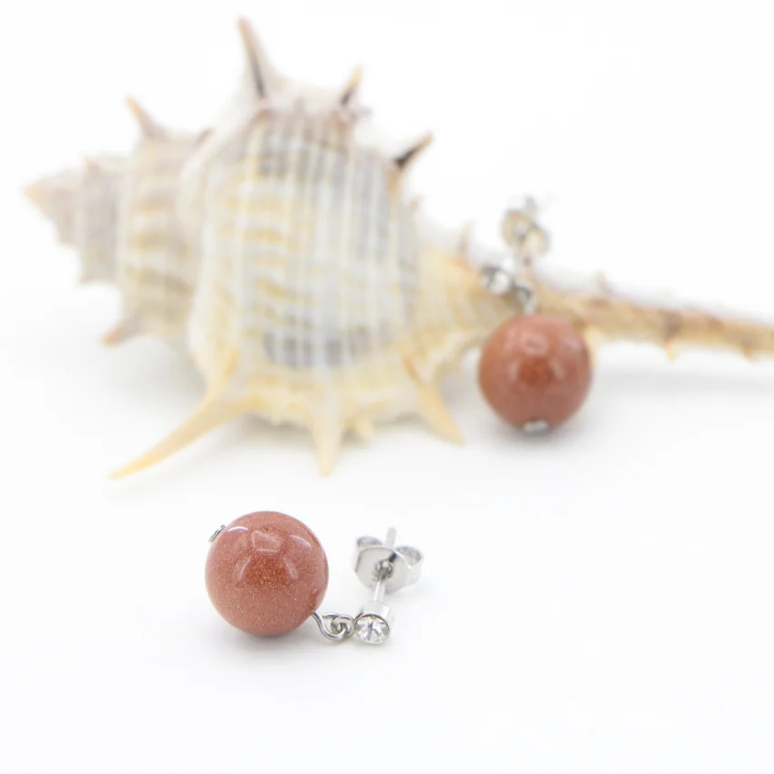 1 Natural Stone gold Sand Beads Necklace Earring ear nail Fashion DIY Jasper Chalcedony (18)