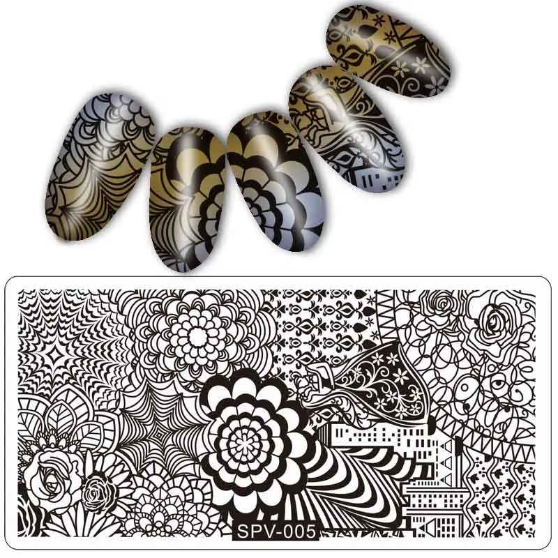 

1Pc Rectangle Stamping Plate Nail Art Stamping Plate 3D Smiling Face Flower Geometric DIY Image Stamp Template Nail Stencil Tool