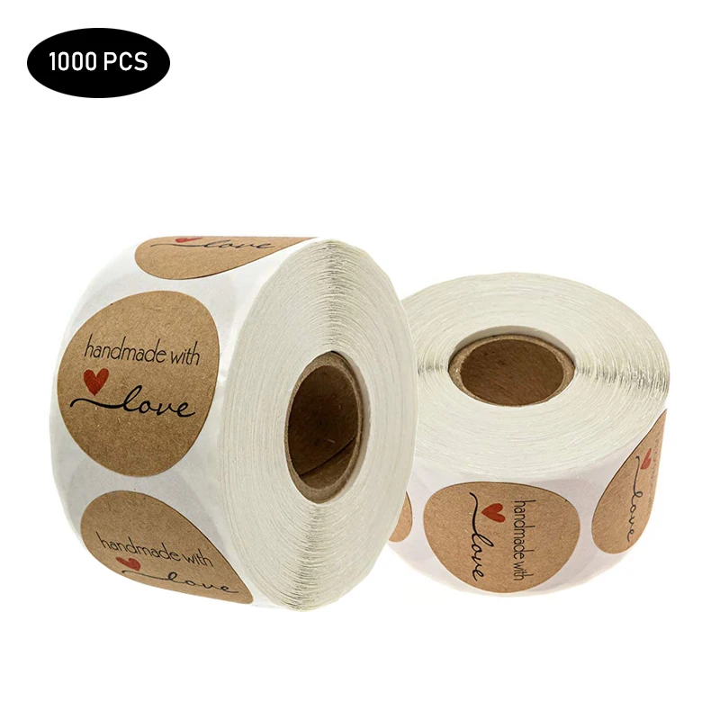 

1000PCS Wedding Party Decoration 1 inch Round Natural Kraft Handmade With Love Stickers Gifts Packging Seal Labels, Craft gift