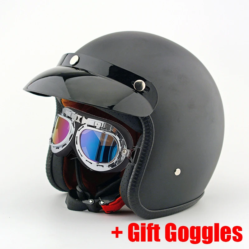 AHP Vintage Motorcycle Helmets Scooter Jet Retro Bike Helmet pilot 3/4 Open Face Motorcycle