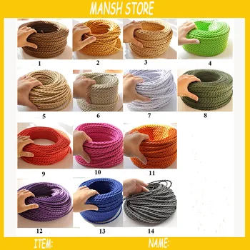 

30m/lot 2 x 0.75mm Vintage Twisted Electrical Wire Textile Cable Vintage Lamp Cord Pendant Light Lamp Wire