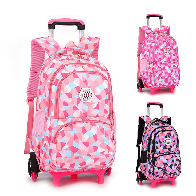 

2019 New Removable Children School Bags with 6 Wheels for Girls Trolley Backpack Kids Wheeled Bag Bookbag Travel Luggage