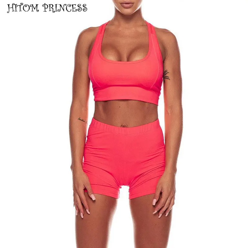 HITOM PRINCESS Women Sexy Two Pieces Set Sporting Tracksuit Women