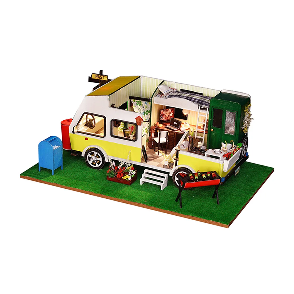 1:24 DIY Handicraft Miniature Project Wooden Dolls House - Leisure Holiday Motor Homes Gift