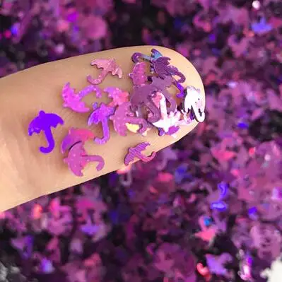 laser purple Eo-Friendly PET ультра тонкий зонтик блестки 5 мм Блестки для ногтей блестки лазерные серебряные блестки цветочный Лак для ногтей материал 8 г - Цвет: laser purple