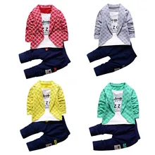 MUQGEW/Детские платья для мальчиков, комплект из 2 предметов, Детская рубашка для маленьких мальчиков Топ+ длинные штаны, комплекты одежды комплект джентльмена, baju anak# y2