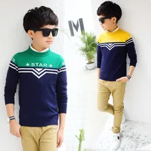 Свитер для мальчиков с круглым вырезом и рисунком; коллекция года; осенний детский трикотажный шерстяной свитер для мальчиков; модная детская верхняя одежда; От 4 до 14 лет для малышей