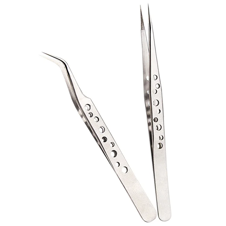 2Pcs Tweezers Electronics Tweezers Set Hard Thick Stainless Steel Kit