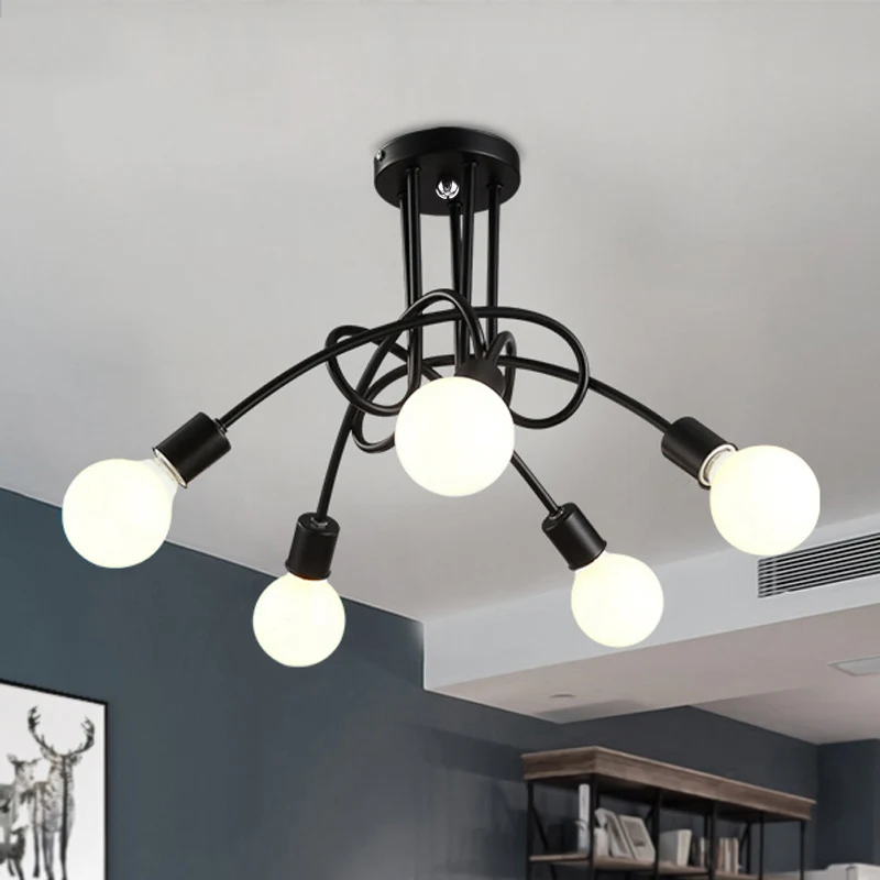 

Vintage Ceiling Lights Luminaria Light Lustre Iron Pipe Lamp Luminaire Dining Room Decoration Lamparas Home Lighting Fixtures