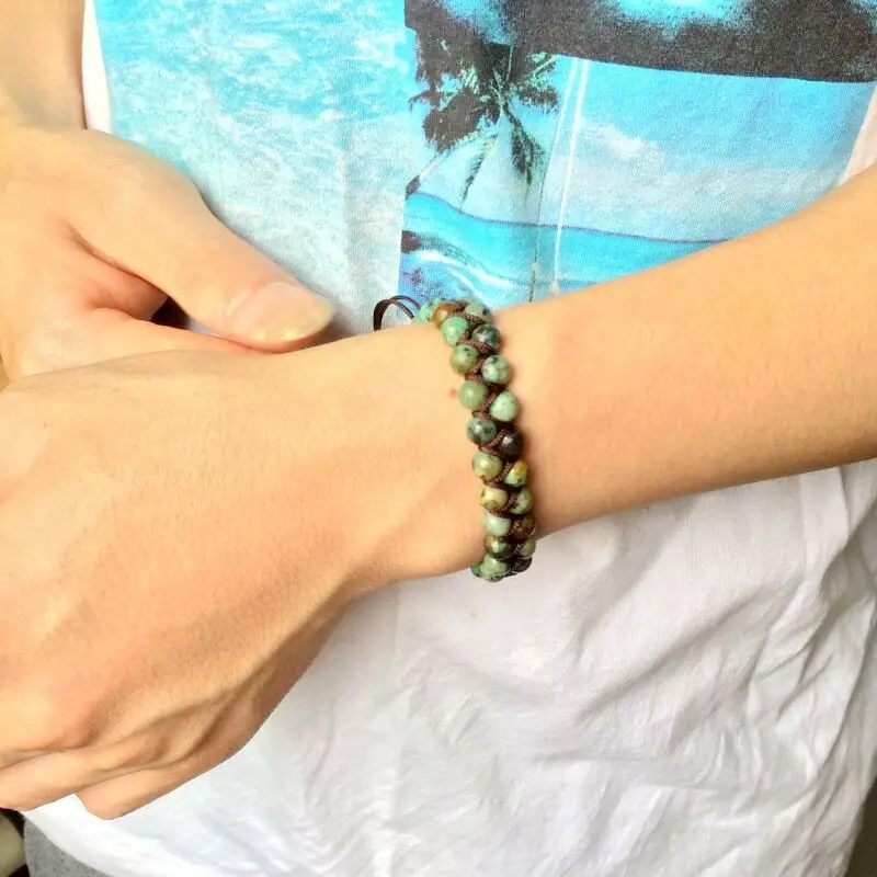 Men Bracelet Cool African Stone Beads Braided Cuff Handmade Men Bracelet Cool African Stone Beads Braided Cuff Handmade Friendship Bracelets Mens Charm Jewelry In From