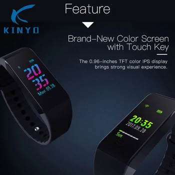 

2018 KINYO newest smart band heart rate monitor sleep tracker smart bracelet color srcreen remote music control adult wristband