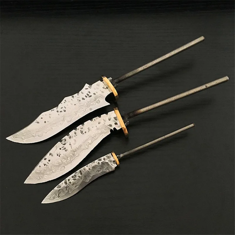 

Explosion models Damascus steel knife blank knife blank steel pattern steel copper head welding handle knife high hardness