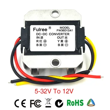 

Power Supply Converter DC/DC Step-down 5-32V to 12V 1A2A3A Waterproof Control Car Module Low Heat Auto Protection Size66*57*22mm
