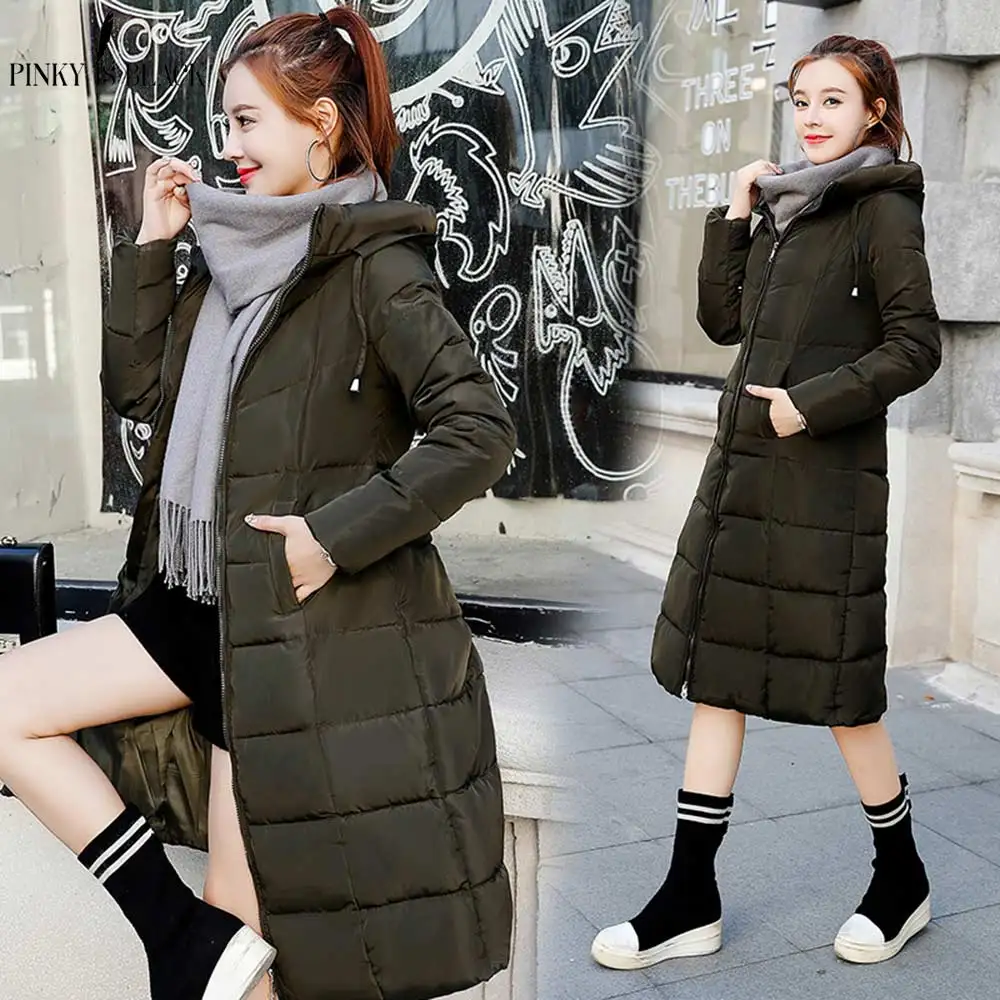 PinkyIsBlack размера плюс 6XL зимняя куртка женская с капюшоном заниженный ватный пуховик Женская длинная парка с хлопковой подкладкой Зимнее пальто для женщин