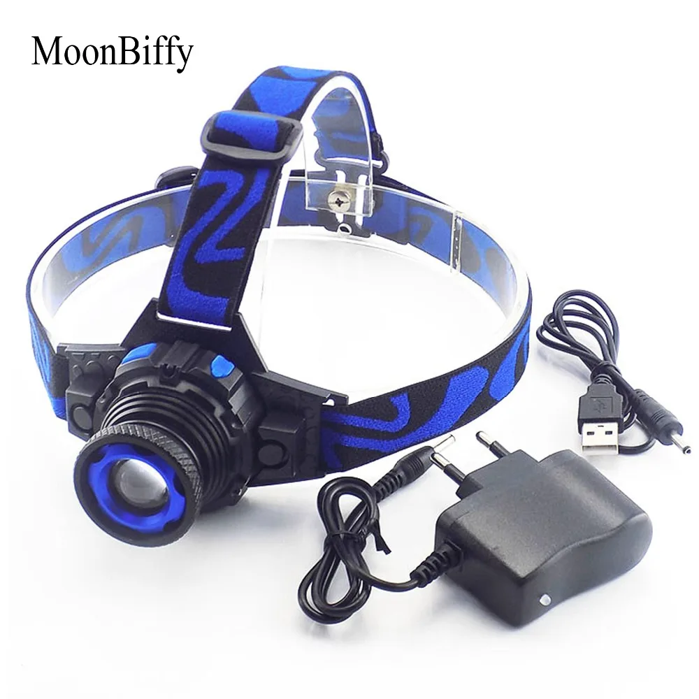 

1Set Wholesale Dropshipping MOONBIFFY Headlamp Headlight Flashlight Rechargeable Lamp Torch Head lamp Build-In Battery Charger