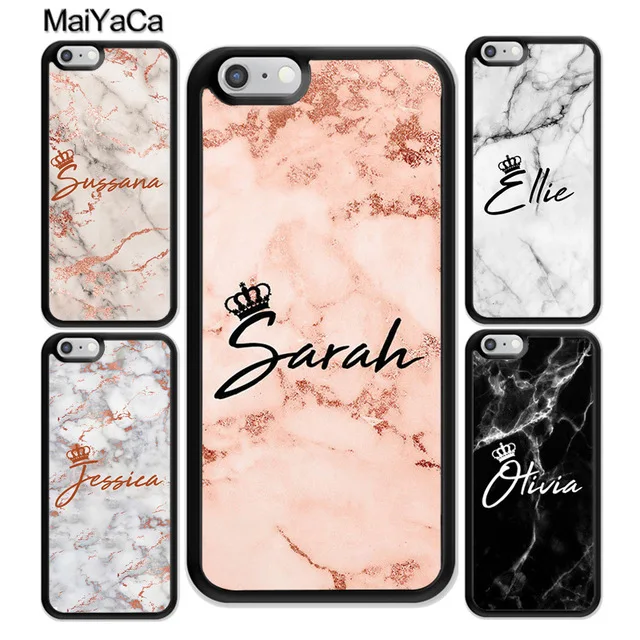 

MaiYaCa PERSONALISED MARBLE QUEEN CROWN INITIALS NAME for iPhone 6S Plus X XR XS MAX Black Soft Shell Phone Case Rubber Silicone