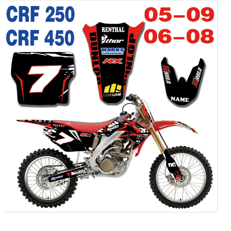 

New TEAM GRAPHICS BACKGROUNDS DECALS STICKERS Kits For Honda CRF250 CRF450 CRF 250 450 2005 2006 2007 2008 2009
