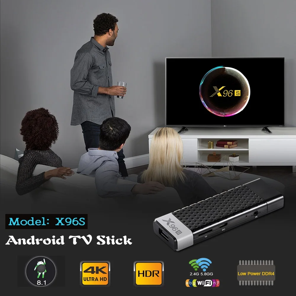 ТВ-палка Android 9,0X96 S 4 ГБ 32 ГБ четырехъядерный процессор Amlogic S905Y2 4K 2,4G& 5GHz двойной Wifi Bluetooth 4,2 1080P H.265 ТВ-палка Android tv