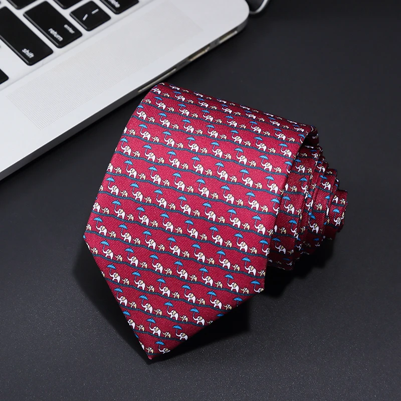 

KAMBERFT fashion men's Neck Tie handmade 8cm natural silk tie cartoon digital printing tie business wedding meeting Cravat