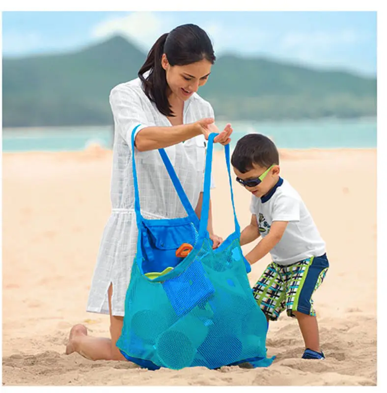

Large Green Sand Away Beach Bag/Kids Grid Beach Mesh Bag tote bag/Reseau Chidlren's storage bag