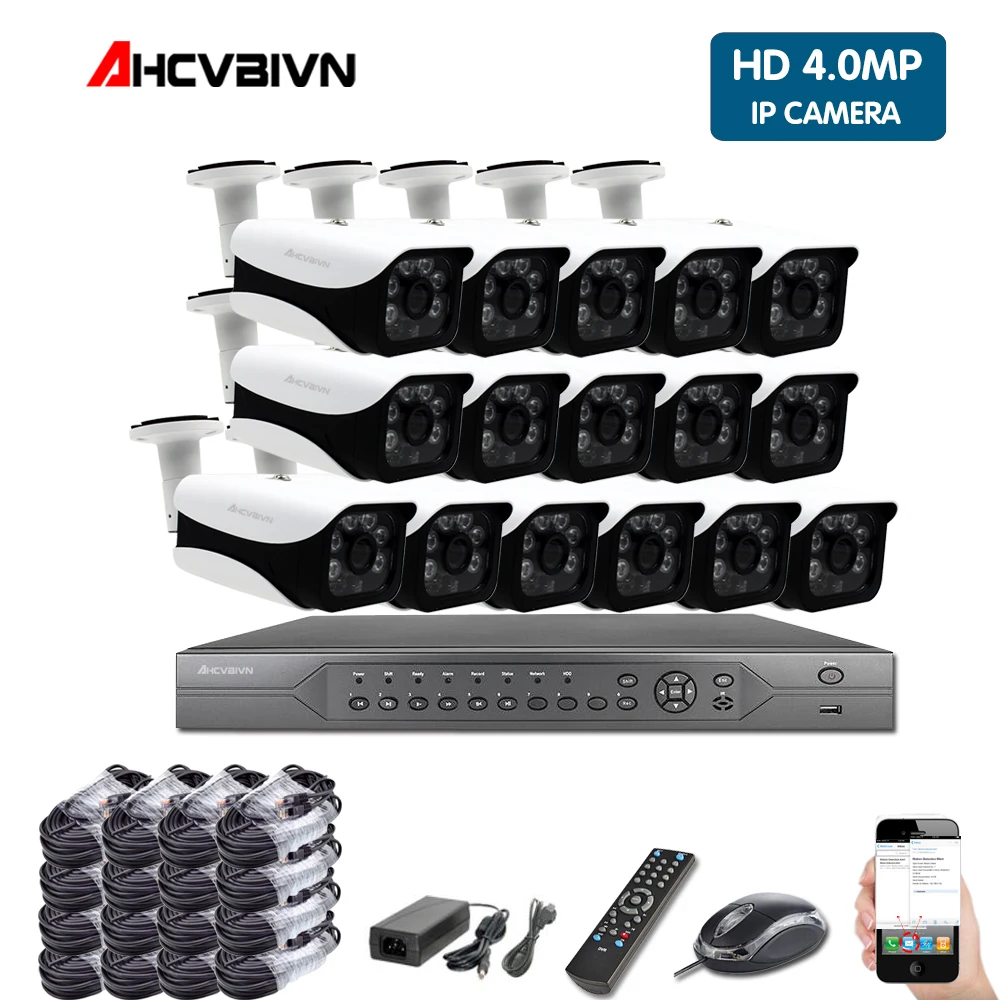 H.265 16CH POE Комплект 5MP NVR Real 48V 2MP 4MP 16 шт камера модуль ночного водонепроницаемого P2P IP