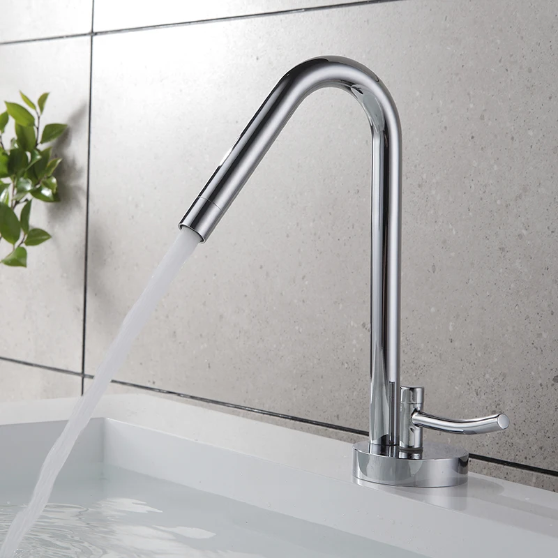 

Bathroom Basin Faucet Sink Mixer Tap Deck Mounted Single Handle One Hole Basin Tap Hot And Cold Water Faucet 360 Degree Swivel