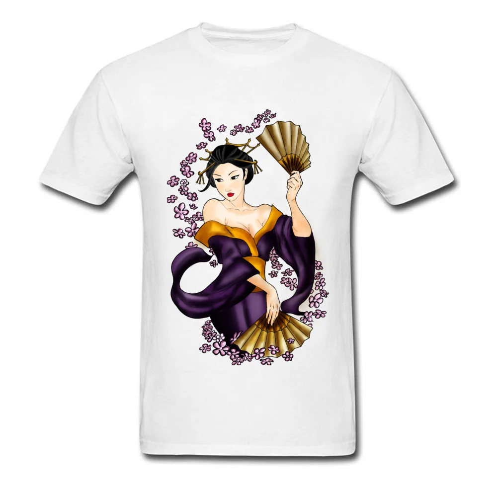 New Arrival Men's Tops Shirt GEISHA Custom Tshirts All Cotton Short Sleeve Leisure T Shirt Round Collar Drop Shipping GEISHA white