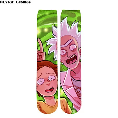 Носки Plstar Cosmos Rick and Morty, носки с 3d рисунком, мужские и женские забавные носки с 3D принтом, высококачественные носки с рисунками, dropshopping-4