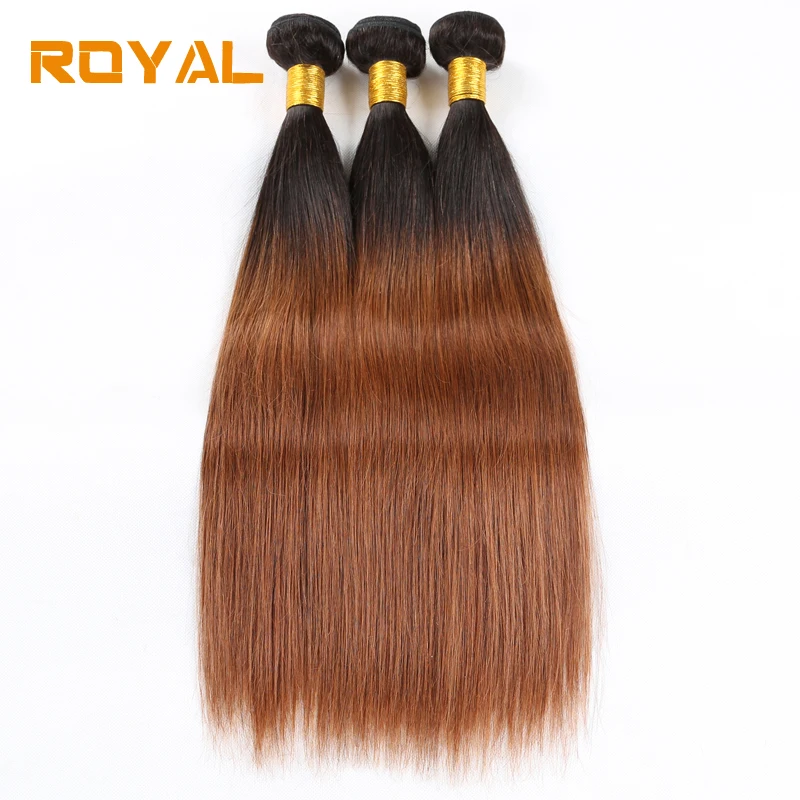 

Pre-colored Indian Straight Hair 3 Pcs Wave Bundles Ombre 100% Human Hair T1B/30 Blonde Extension Non-Remy Royal Hair