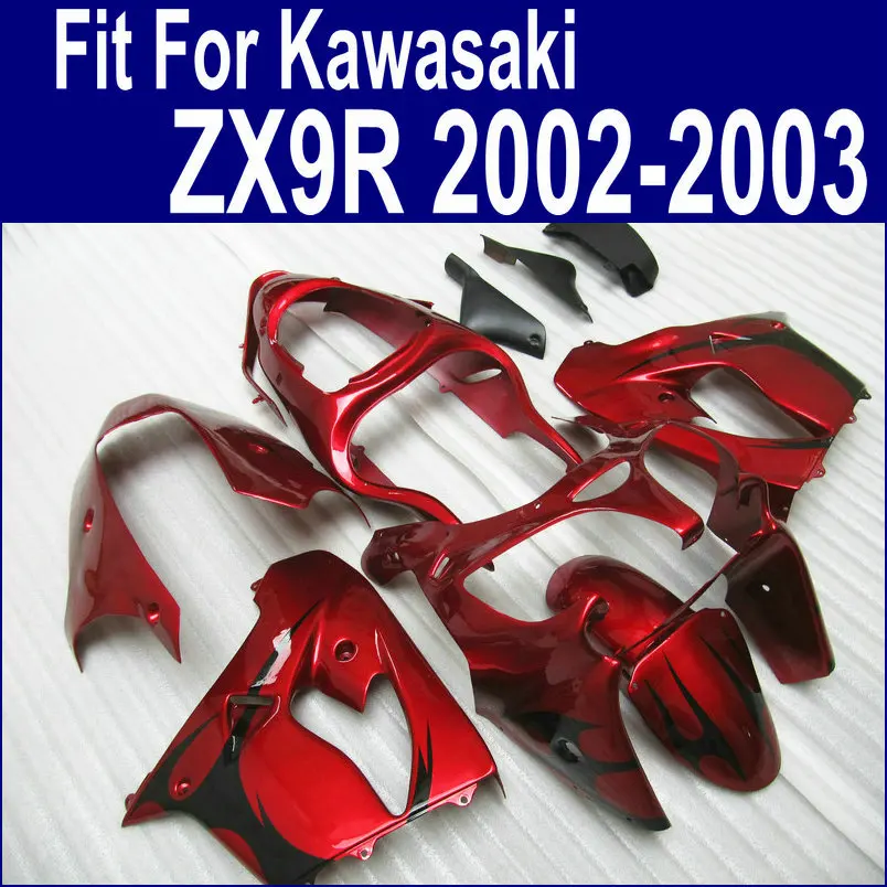 Обтекатели Zx9r 2002 2003 02 03 комплект обтекателей для Kawasaki Ninja (красная роспись) EMS