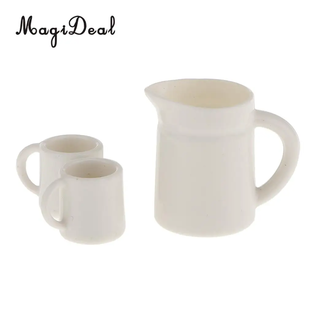 MagiDeal 1:12 Dolls House Miniature Tea Coffee Cups & Pot Set for Dollhouse Kitchen Restaurant Decor Kids Pretend Role Play Toy