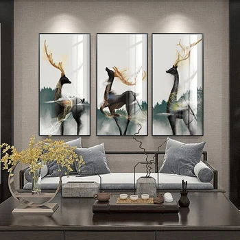 

Chinese Style Canvas Painting Picture and Print for Living Room Animal Decorative Golden Restaurant Office Wall Art Home Decor