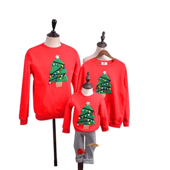 

Children Christmas Tree Sweatshirt Family Matching Outfits Round Neck Warm Thicken New Year Celebration Sweater Clothes