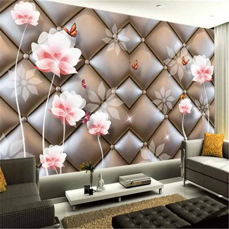 

custom modern 3d photo non-woven wallpaper high quality silver soft bag decorative 3d tv background mural wallpaper for bedroom